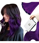 RUNATURE Clip in Hair Extensions Purple Colored Highlight Party Hair Extensions Clip in Real Huma...