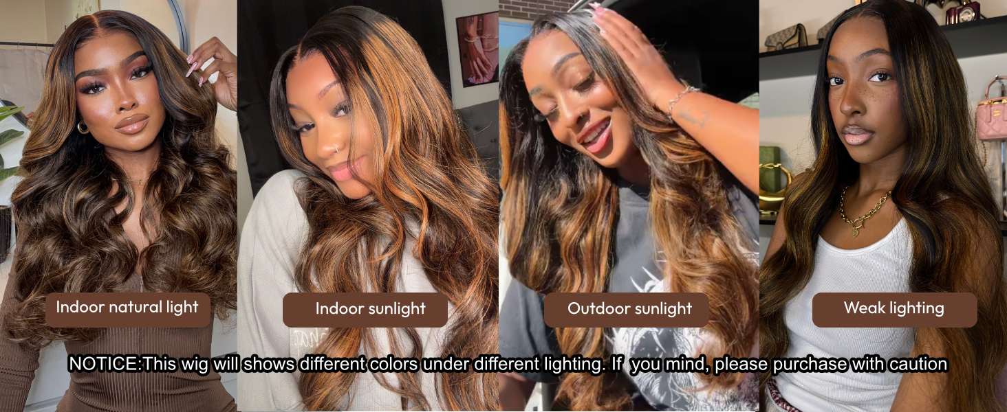unice wear go ombre brown balayage body wave wig with drawstring beginner friendly real glueless wig