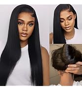 UNICE Bye Bye Knots Light Yaki Straight Glueless Wig Human Hair with Drawstring 7x5 Pre Cut HD La...