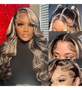 Daules Highlight Body Wave Lace Front Wigs Human Hair 1B/27 Glueless Wig Human Hair 180% Density ...