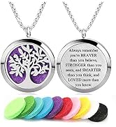 Aromatherapy Essential Oil Diffuser Necklace 316L Stainless Steel Locket Pendant with 24 Inch Chain