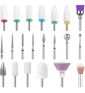 MelodySusie 21pcs Nail Drill Bit Set, Professional 3/32'' Ceramic Diamond Carbide Acrylic Gel Nai...