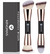 KINGMAS Foundation Makeup Brushes, 2Pcs Premium Double-Ended Makeup Brush (Flat/Angled/Angled Rou...