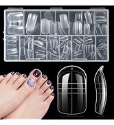 krofaue Toe Dual Forms - Poly Extension Gel Toenail 150pcs Reusable Full Cover Dual Nail Forms fo...