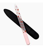 LONDONTOWN Hearts Double-Sided Glass Nail File & Care Tool, Professional Grit Etched Crystal Mani...
