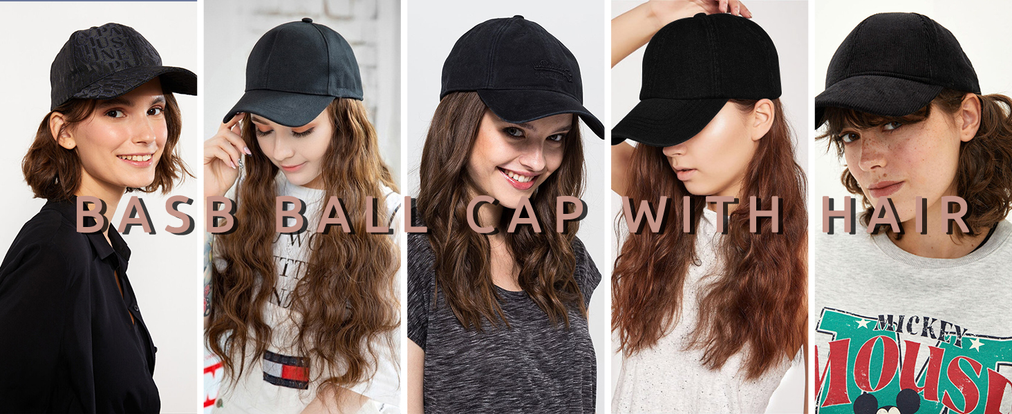 Wig Synthetic Wave Wig Hat Adjustable Brown Black blonde Baseball Hat Wig