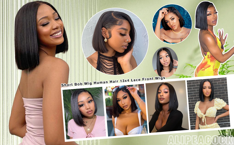 bob wig human hair 13x4 lace front wig human hair frontal wigs human hair for black women