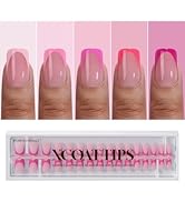BTArtboxnails XCOATTIPS Pink French Tip Press On Nails - Short Press On Nails Square, Soft Gel Na...