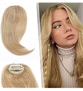 Hairro Clip in Wave Side Bangs Extensions, 100% Human Hair 2 PCS Clip on Middle Part French Bangs...