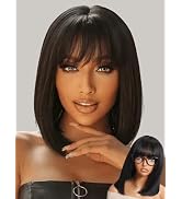 Julia Hair 10 Inch Light Yaki Straight Bob Wig with Bangs Human Hair Glueless 2x4 HD Lace Realist...