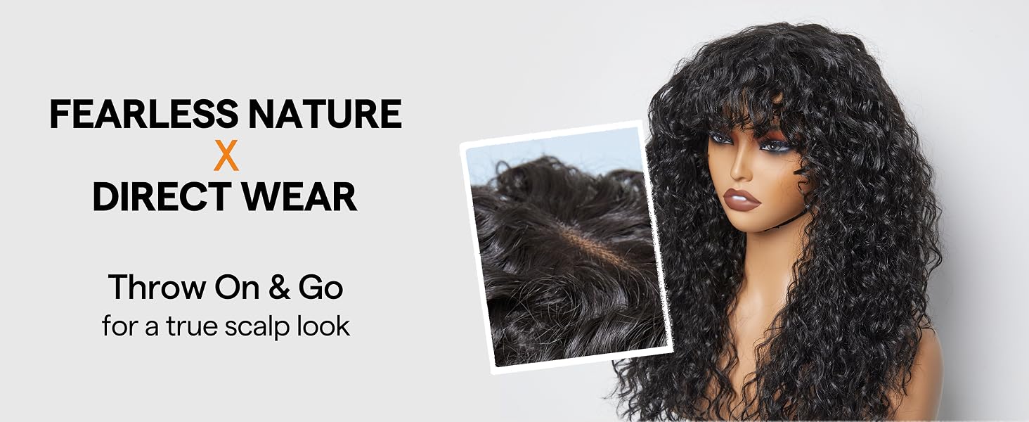 pre plucked long curly wigs with bangs synthetic hair