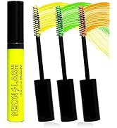 UV Glow Colored Mascara Volume and Length-3 Pcs Yellow Green Orange Longlasting Waterproof Mascar...