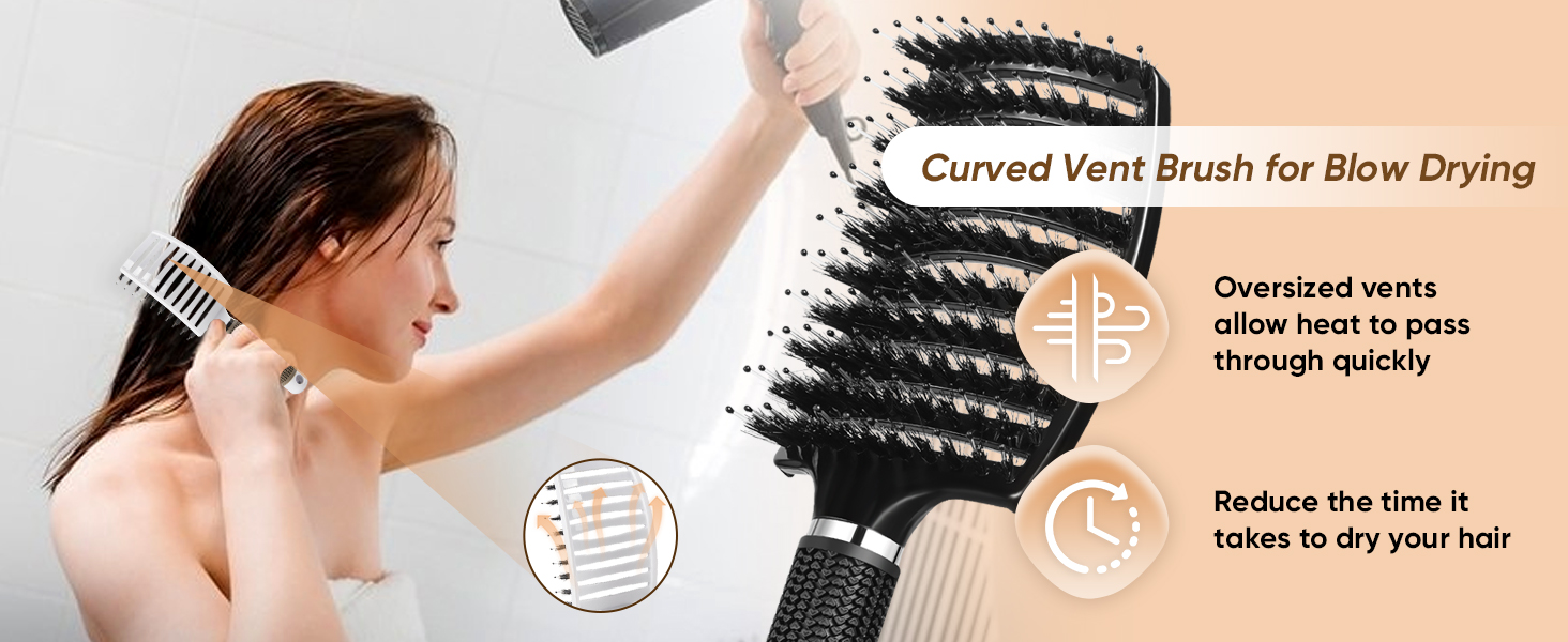 curved vent brush for blow drying