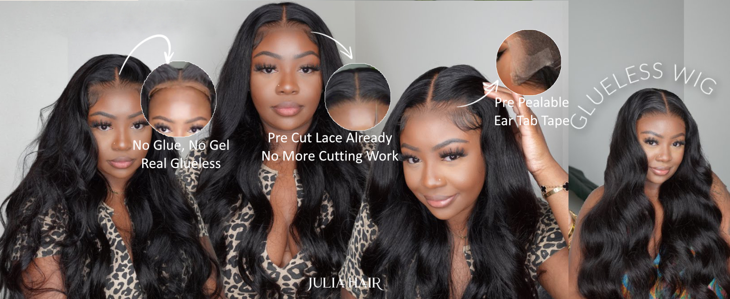 body wave glueless lace front wigs human hair for women