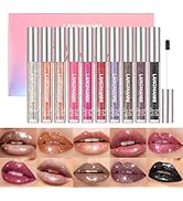 LANGMANNI 10 Colors Diamond Glitter Lip Gloss Set,Long Lasting High Shine Shimmer Liquid Lipstick...