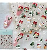 CESTSIREN Christmas Nail Art Stickers, Mistletoe Snow Nail Decals, Self-Adhesive, Nail Accessorie...