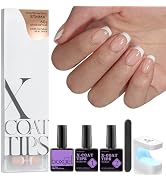 BTArtboxnails Gel Nail Kit - Square French Tip Press on Nails Extra Short Nude Fake Nails Set Fal...