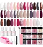 AZUREBEAUTY 31 Pcs Dip Powder Nail Kit Starter 20 Colors Clear Nude Pink Brown Glitter All Season...