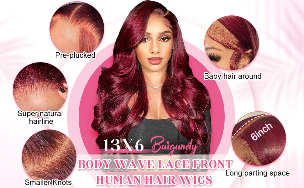 red lace front wigs human hair