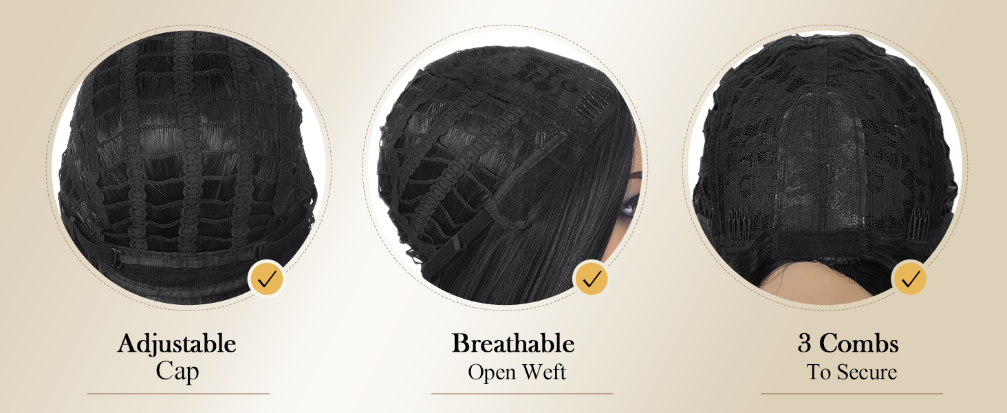 Straight Black Hair Dye Wig for Women