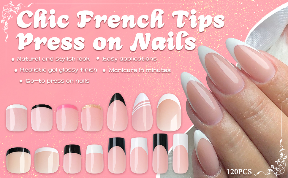 french tips press on toenails short fake nails press ons nails toe acrylic nails kids