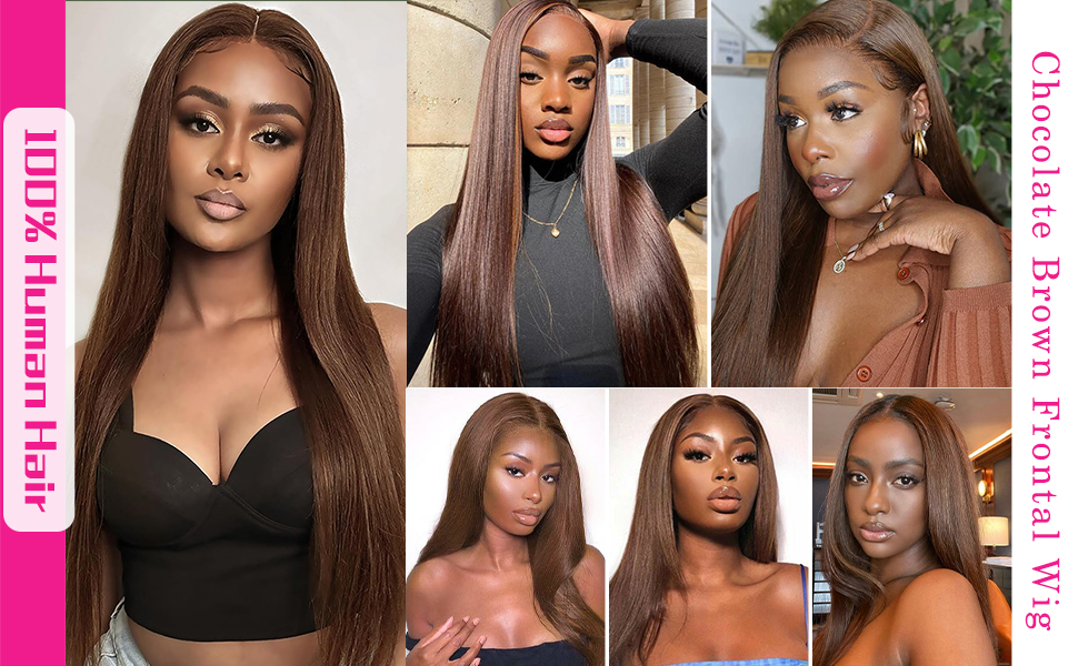 Brown Lace Front Wigs Human Hair 13x4 Straight Human Hair Wigs