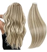RUNATURE Blonde Tape in Hair Extensions Human Hair 16 Inch Tape in Human Hair Extensions Ash Brow...