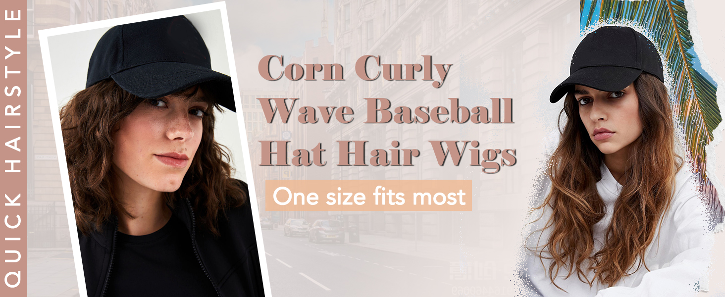 Hat with Hair Baseball Cap with Hair Extensions for Women Heat Resistant