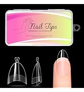 Ranrose Short Almond Nail Tips 240PCS Half Matte Soft Gel Nail Tips 12 Sizes Short Almond Half Co...