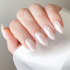 Square Fake Nails Matte Press on Nails with Glitter Pearl Medium Pink False Nails 