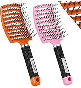 Kertiberif Curved Vented Hair Brush 2 Pack, Detangling Brush for Wet and Dry Hair, Paddle Hairbru...