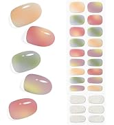 Semi Cured Gel Nail Strips Glossy Gel Nail Stickers Waterproof Semicured Gel Nail Wraps Long Last...