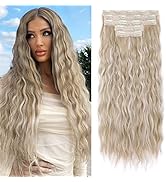 REECHO Clip in Hair Extensions, 5PCS Ash Blonde Hair Extensions 24