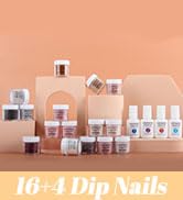 Lavender Violets 22 Pcs Dip Powder Nail Kit Starter - 16 Colors Nude Pinkish Brown Skin Tone with...