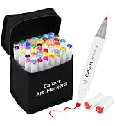 Caliart 52 Colors Fine & Chisel Alcohol Markers for Adult Coloring Book, Dual Tip Artist Sketch A...
