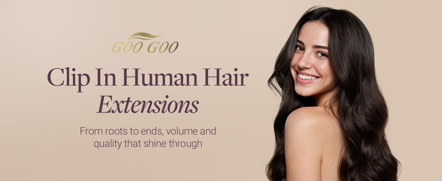 googoo clip in hair extensions real human hair straight hair