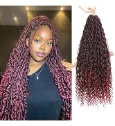 8 Packs Boho Goddess Locs Crochet Hair 22inch Ombre Burgundy Pre Looped River Locs Crochet Hair w...
