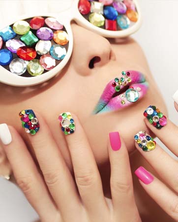 Press on Nails Medium Length Coffin, Fake Nails for Women with Black Gold Pink