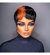 SisBroSis Short Layered Pixie Human Hair Wigs With Bangs Summer Glueless Pixie Cut Wigs for Black...