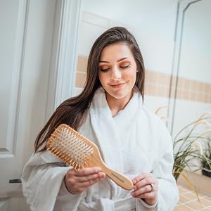 GranNaturals Wooden Bristle Paddle Hair Brush