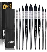 Nicpro Professional Watercolor Paint Brushes with Nylon Bag, 9PCS Mop Round Fine Tip Detail Paint...