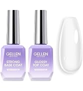 Gellen Rubber Base Gel and Top Coat Set, 18ml 3 in 1 Builder Gel Base and Top Gel Clear Rubber Ba...