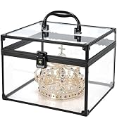FRENESSA Portable Makeup Case Large Clear Crown Box Cosmetics Display Case Toiletry Organizer Box...