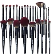 ZAMEL 26Pcs Black labeled Makeup Brushes Set Professional,Full Face ULTRA SOFT Hair Makeup Brush ...