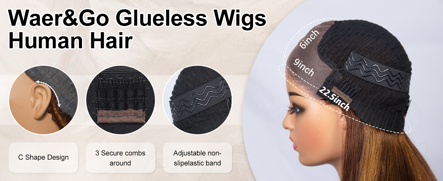 9x6 Balayage Glueless Wigs Human Hair 3D Cap Display