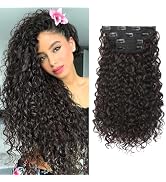 Clip in Hair Extensions, FLUFYMOOZ 4PC 100％ Pure Protein Silk Hair Extensions Long Soft Natural H...
