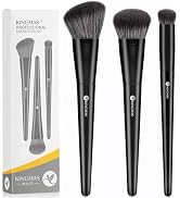 KINGMAS Kabuki Makeup Brushes, 3Pcs Angled Foundation Brush & Contour Concealer Brush Under Eye &...