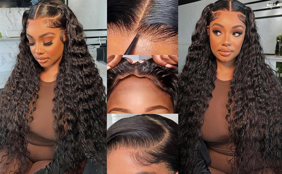 5x5 closure wigs deep wave human hair