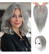 Flufymooz 100% Real Human Hair Toppers for Women, 10 Inch Clip in Human Hair Topper for Thinning ...
