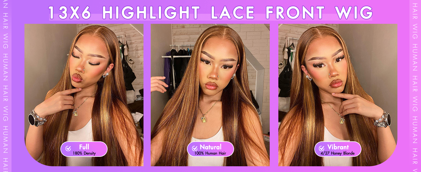 13x6 highlight hd lace front wig human hair